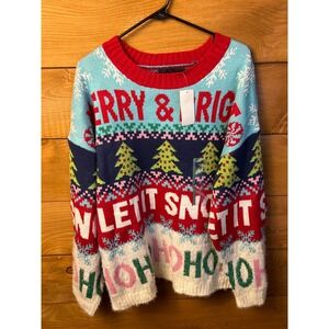 33 Degrees Womens‎ Medium Christmas Sweater Holiday Fair Isle Knit Ho Ho Ho NWT